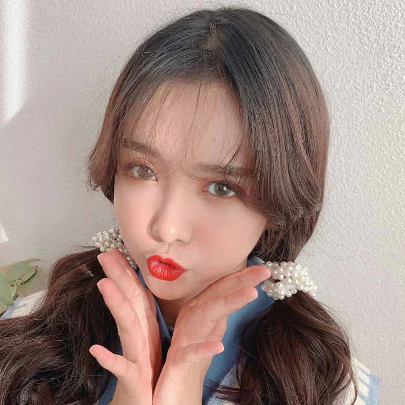 ヘアゴム パール バブル シンプ ブレスレット ビーズ ヘア留め ヘアアクセサリー 髪飾りキャメル 上品 パーティー飾り