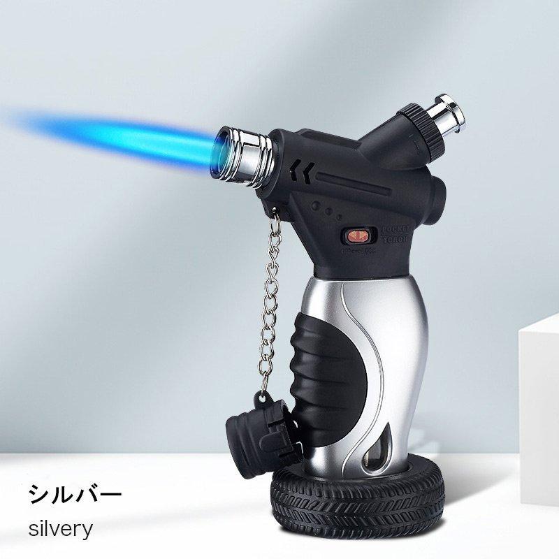 当日発送 ライター 葉巻ライター 直噴ターボライター ガス 注入式 ジェットライター 防風 充填式 ろうそくアウトドアトーチ ライター キャンプ 火起こし w224A(シルバー)