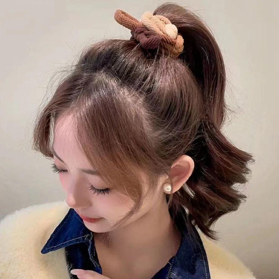 (グレー)ヘアゴム バイカラー 太め おしゃれ ヘアアクセサリー 結び シンプル 髪留め ヘア留め かわいい オシャレ 髪飾り 上品 パーティー飾り