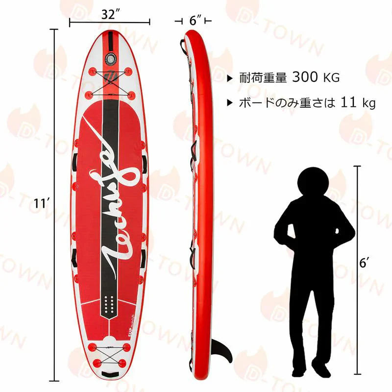 即納商品 サーフボード インフレータブル supボード SUP サップ 初心者 中級者 滑り止め 7点セット SUPボード ヨガ 釣り 海 夏 アウトドア スポーツ w056A(レッド)