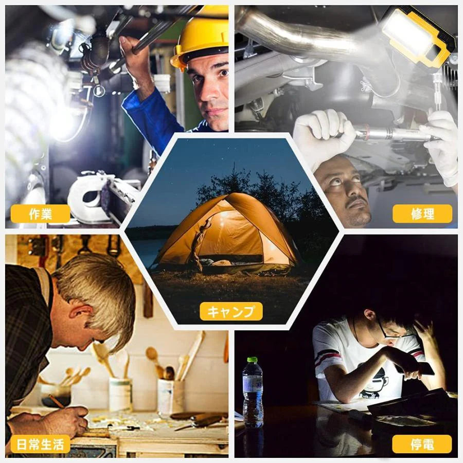 ライト 作業灯 led作業灯 投光器 ワークライト led 充電式 ハンディライト ランタン 30W マグネット COBライト 緊急用 停電用 自動車整備 釣り 夜間作業 夜釣り