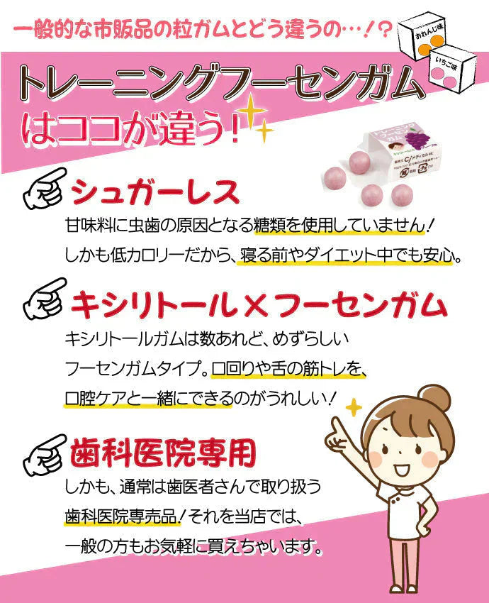 歯科医院専用トレーニング フーセンガム(4粒×24箱) グレープ味 風船ガム キシリトール配合 ぶどう風味 キシリトールガム 歯科専用【超得ハイパーSALE】【メール便送料無料】