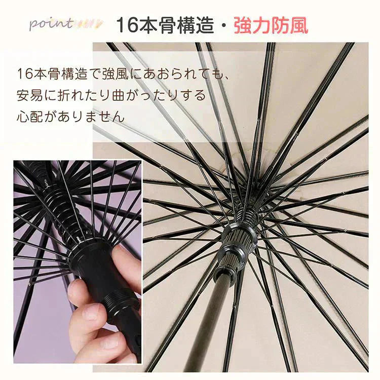 スライドケース長傘 「ラベンダー」 晴雨両用 16本骨 撥水カバー付き 耐強風 撥水 梅雨対策 メンズ レディース おしゃれ ジャンプ 便利 機能 車 電車 プレゼント