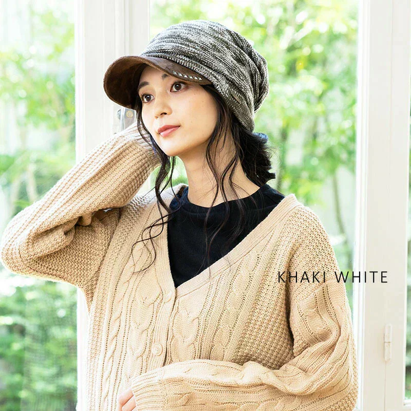 【ブラック】【商品名:アクセントニットキャスケット】