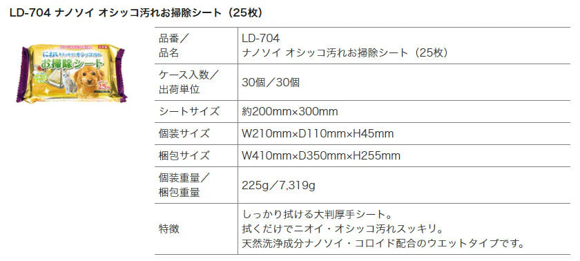 【25枚x30個】ペット用 オシッコ汚れお掃除シート ナノソイ・コロイド