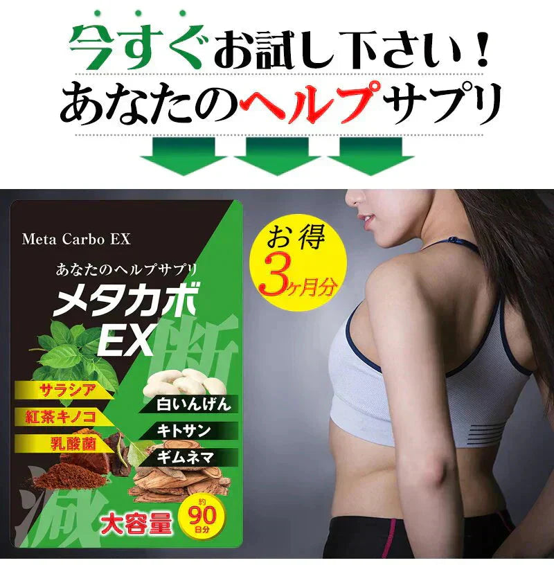 【お得3ヶ月分!メタカボEX】 食欲 メタボ 炭水化物 糖質 脂肪 ダイエット サプリメント 国内生産 サラシア 白いんげん豆 キトサン 乳酸菌 コンブ茶 ギムネマ 炭 糖 脂 3ヶ月分 日本製 1日1粒でお腹の中からスッキリ 炭水化物制限 炭水化物カット 糖質カット 脂質カット 糖質制限 制限ダイエット ケトジェニック カロリーコントロール カロリーメイト カロリミット カロリーサプリ おすすめ 人気 ランキング 効果 強力 最強 通販 日本製 国産