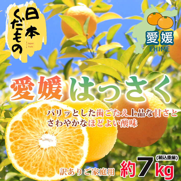 愛媛県産 はっさく 7kg 訳あり家庭用 柑橘