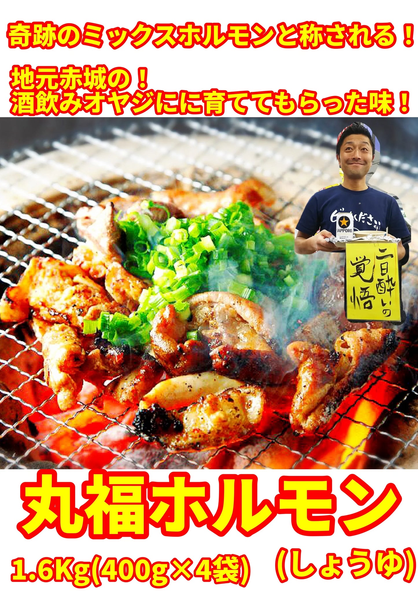 奇跡のミックスホルモン 丸福ホルモン(しょうゆ)400g×4袋(冷凍)たぶん!群馬県で1番芸能人が食べたホルモン焼🐷