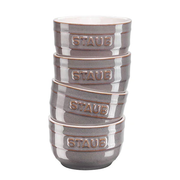 ストウブ ラウンド ラムカン 4pcsセット アンティークグレー STAUB セラミック セット ストゥブ 耐熱皿 ラウンド オーブン皿