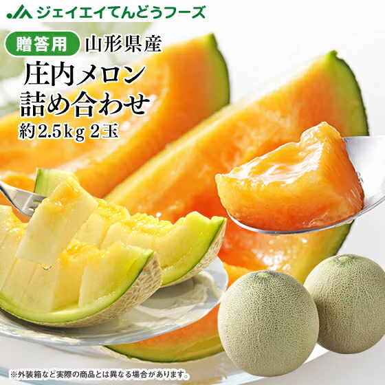 【早期予約】贈答用 山形県庄内産メロン詰合せ約2.5kg・2玉(青肉メロン&赤肉メロン各1玉)※一部地域は別途送料 mr05