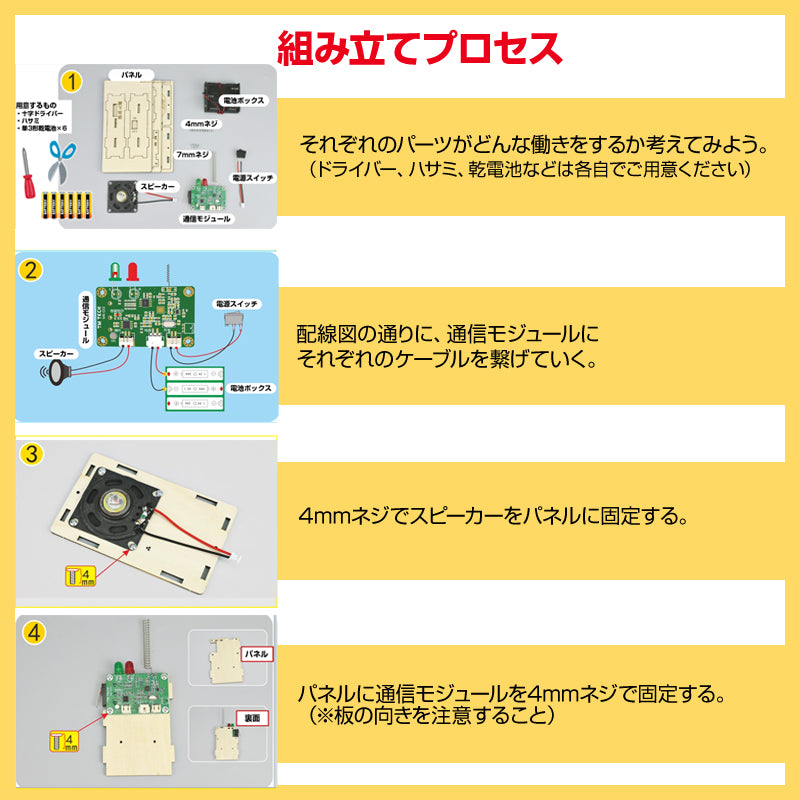 工作キット 子供用 トランシーバー 2台セット 電池式 知育玩具 おもちゃ 無線 通話 自由研究 夏休み 冬休み 小学生 組み立て簡単 子供 キッズ 誕生日 プレゼント