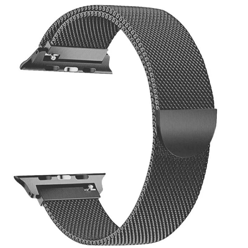 アップルウォッチ用 ブラック 42-45mm ステンレス ベルト 1本 apple watch ループ 磁気で締める マグネット iWatch おしゃれ 男女兼用 チェーン series7 6 5 4 3 2 1 SE