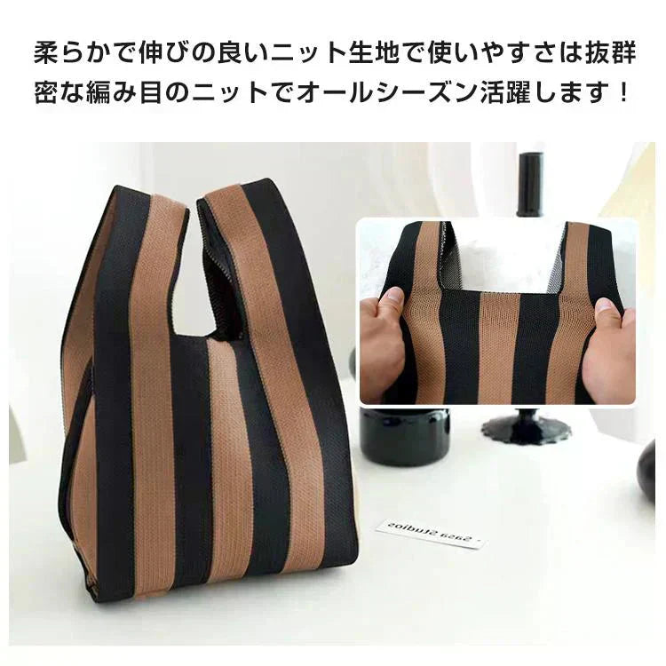 ◎9月上旬発送予定◎【スクエア】 SNS大人気 ニットマルシェバッグ レディース 小さめ ニットバッグ 韓国 ミニバッグ ハンドバッグ トートバッグ おしゃれ
