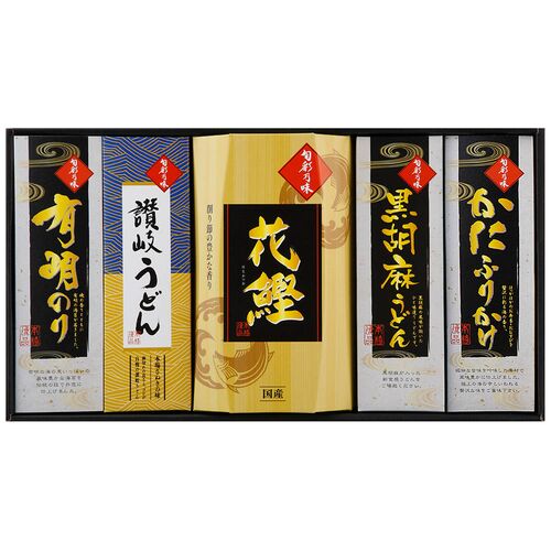 和匠選 味わいギフト (讃岐うどん×3束、かつお節、黒胡麻うどん×3束、かにふりかけ、有明のり×2)