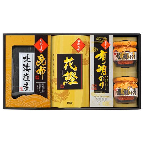 和匠選 味わいギフト (出汁昆布、かつお節、有明のり、焼鮭ほぐし×2)