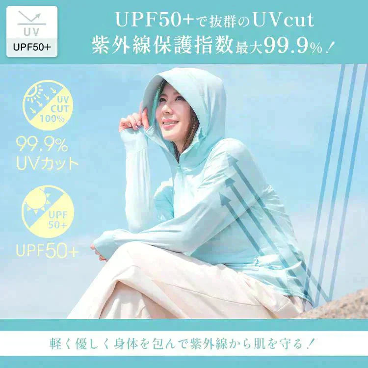 UVパーカー 「グレー・Lサイズ」接触冷感・吸汗速乾・日焼防止