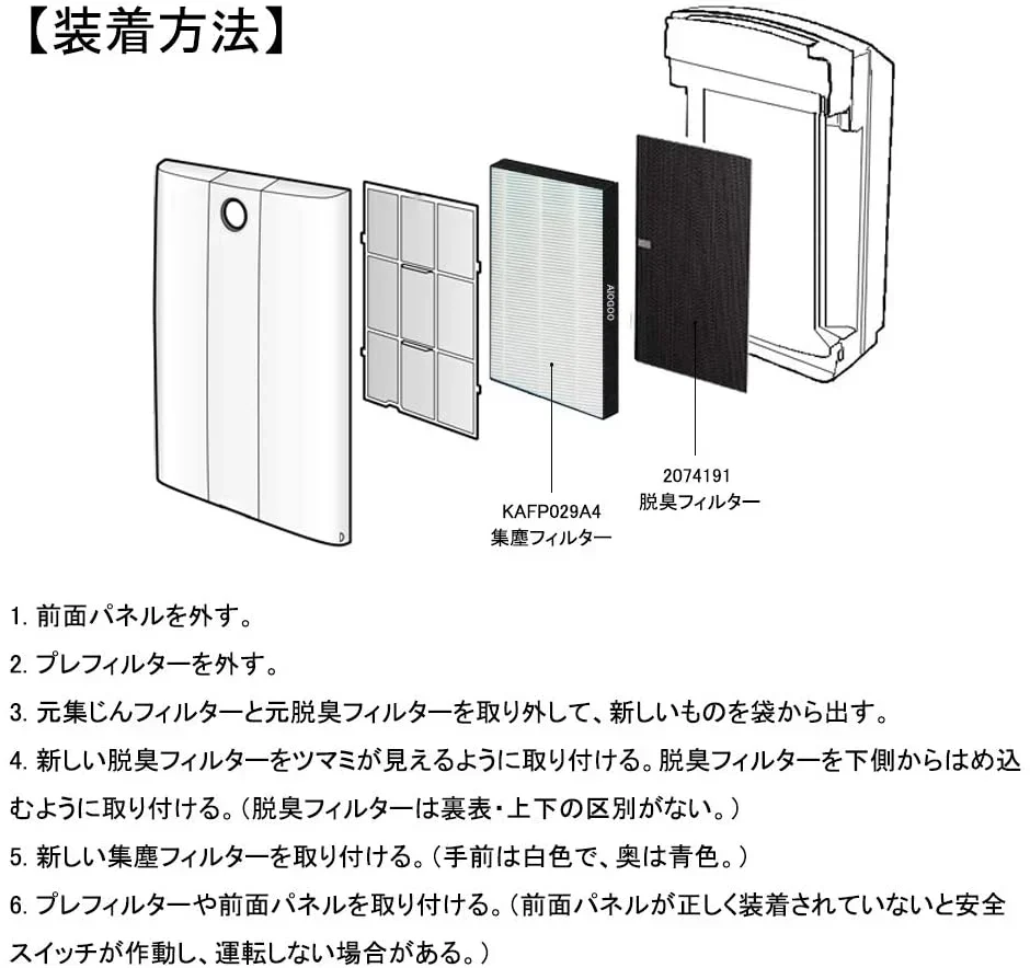 【全て日本国内発送】ダイキン KAFP029A4 集塵フィルター 静電HEPAフィルター kafp029a4 脱臭フィルター 2074191 DAIKIN加湿空気清浄機用 集じん 脱臭 フィルターセット 互換品(2枚セット)