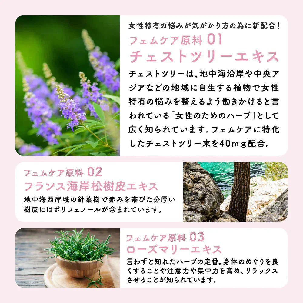 \1カプセル10mg配合/エクオール フェムケア《約1ヶ月分》 栄養機能食品 国内製造 大豆イソフラボン サプリ フェムケア チェストツリー
