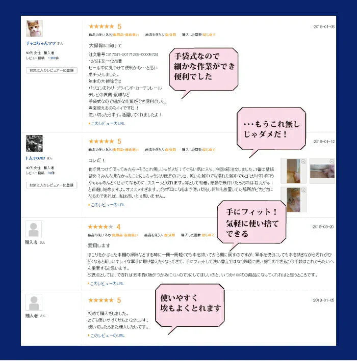 楽ちん!ほこりキャッチミトン20枚入り◆ お掃除手袋 そうじ 使いすて 掃除 エアコン コード ケーブル 髪の毛 細かい所 すきま シート ハンディワイパー サッシ 桟 ブラインド 照明 クロス ホコリ 大掃除