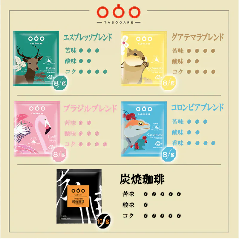 \●全国送料無料●/ 珈琲専門店厳選!ドリップコーヒー タソガレ コーヒーギフト 10杯分(10種類×1 袋)