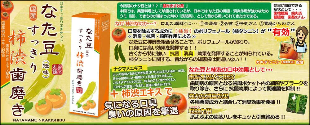 【頑固な口臭・ネバつきに!】なた豆すっきり柿渋歯磨き粉 120g 2本セット 歯周炎 歯肉炎 むし歯 口臭 ネバつき感 ホワイトニング 口臭ケア 色素沈着