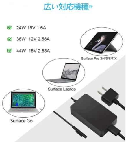 65W Surface Pro充電器 44W 36W 24W 互換 電源ACアダプター