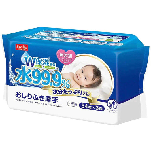 ベビー用おしりふき レック 水99.9% 水分たっぷりおしりふき厚手 54枚X3個入 X8パック