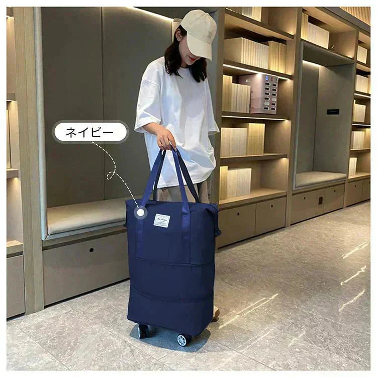 キャリーバッグ 「ワインレッド」 旅行バック 2way 多機能 大きさ調節 4輪 横押し 折りたたみ 軽量 軽い 大容量 機内持ち込み ボストンバッグ おしゃれ 防水 撥水加工 出張