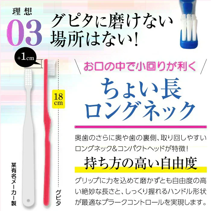 歯科専用歯ブラシ Gupita グピタ (毛のかたさ:Mふつう) 20本セット / 理想の歯ブラシ 全5色 個包装 / 復興支援商品【メール便送料無料】