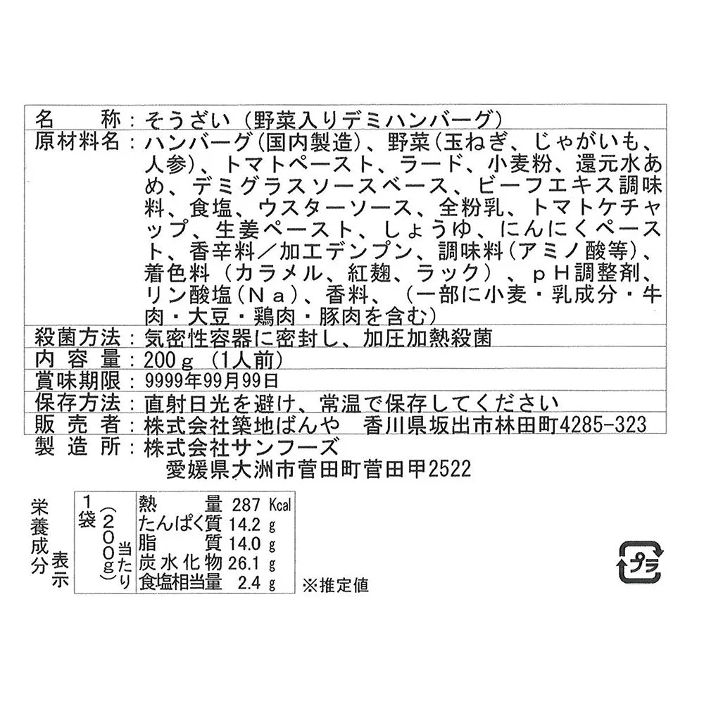 デミグラスハンバーグ 200g×3袋【送料込み】【ゆうパケットでお届け】