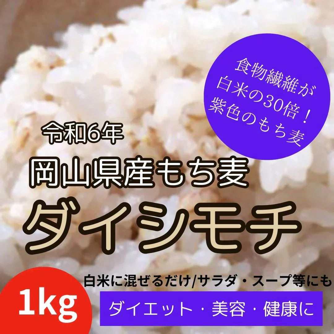 岡山県産 ダイシモチ/幻の紫もち麦 1kg 令和7年産