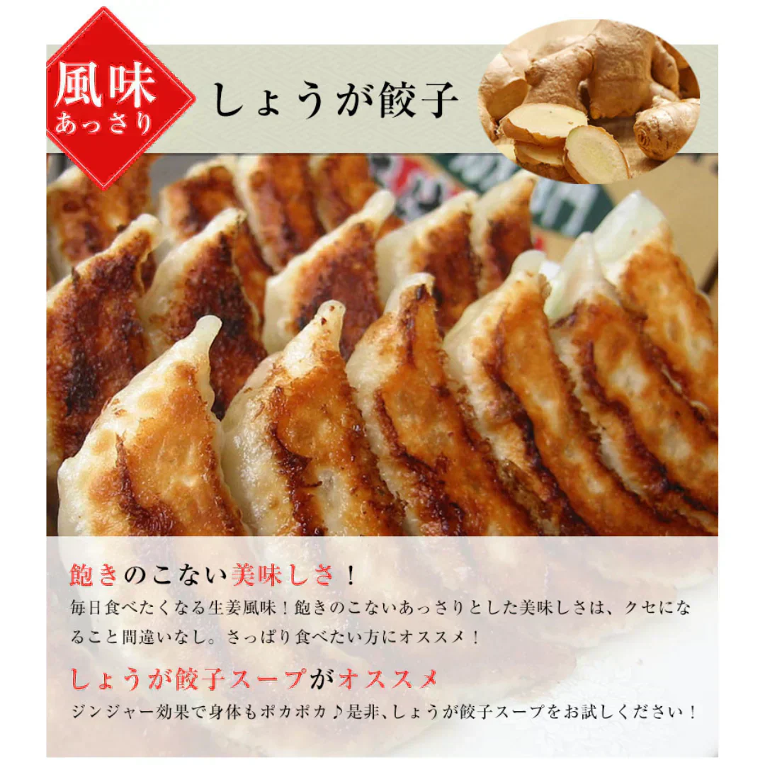 メガ盛り!本餃子&しょうが餃子96個(本餃子48個、しょうが餃子48個)