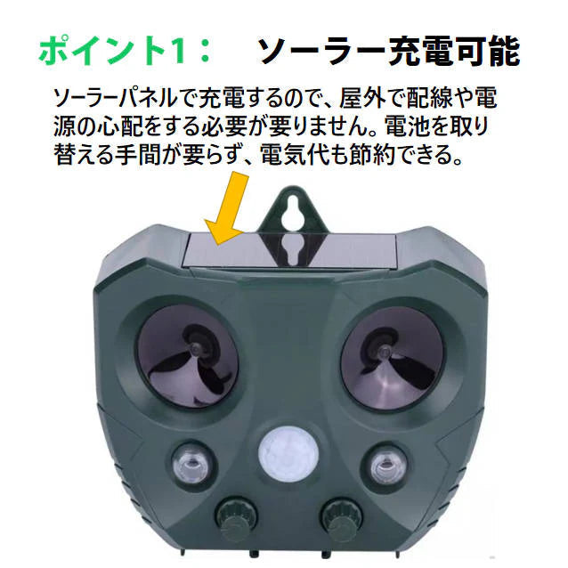 猫よけ 2台セット 超音波動物撃退 光 動物避け 動物糞尿対策 害獣 庭 駐車場 ソーラー式&USB充電可能 動物被害 猫 犬 ネズミ キツネ 鳥 猫 イノシシよけ 安い