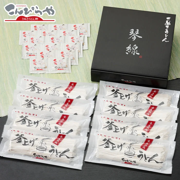 半生極太麺!「琴線」本場さぬきうどんで釜揚げ・釜玉・お鍋にも最適な包丁極太切り讃岐うどん(16人前)つゆ付