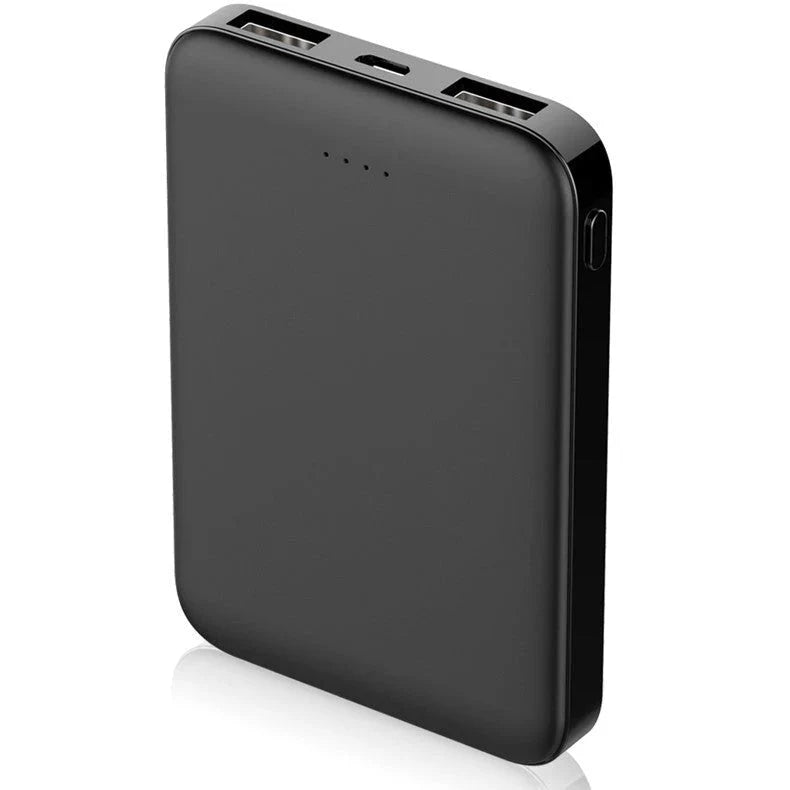 人気商品!【ブラック】モバイルバッテリー 6800mAh 大容量 超小型 ミニ型 超薄型 軽量 最小最軽最薄 急速充電 USB2ポート 楽々収納 携帯充電器 コンパクト スマホ充電器 PL保険