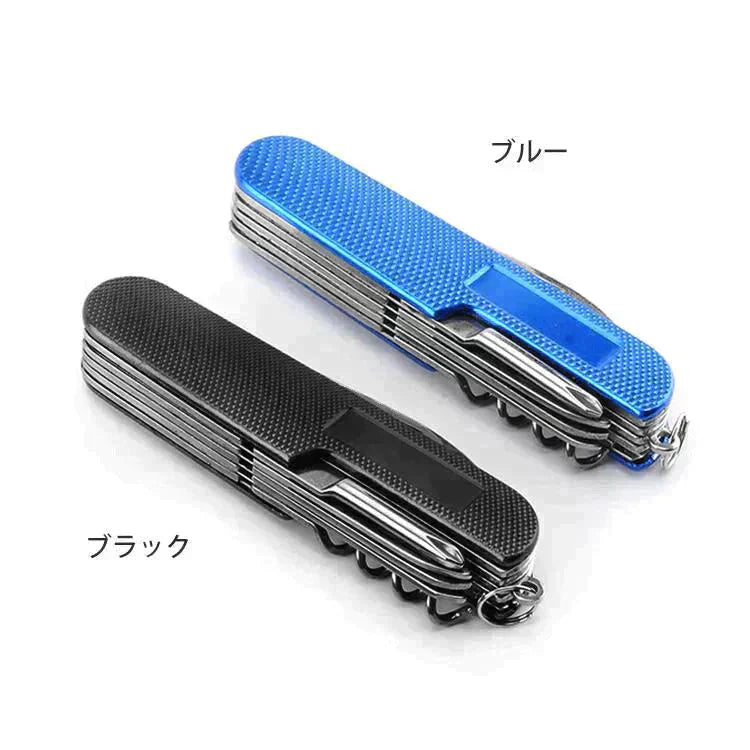 12機能マルチツール 「ブラック」 ナイフ サバイバル 折りたたみ アウトドア 万能ナイフ ツールナイフ ケース付 工具 DIY 便利グッズ