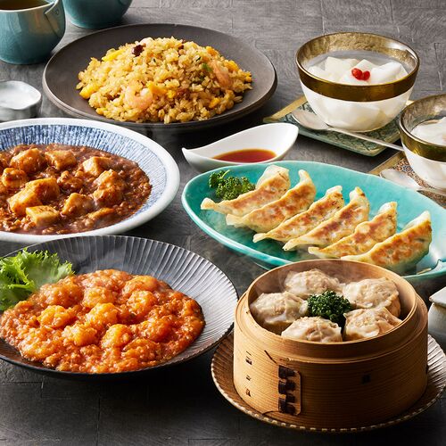 東京 「赤坂四川飯店」監修 本格中華6種セット (乾焼蝦仁、麻婆豆腐、餃子、炒飯、焼売、杏仁豆腐)