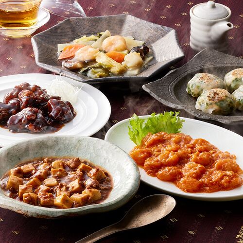 「菰田欣也」監修 本格中華5種セット (エビチリソース、八宝菜、酢豚、麻婆豆腐、エビニラまんじゅう)