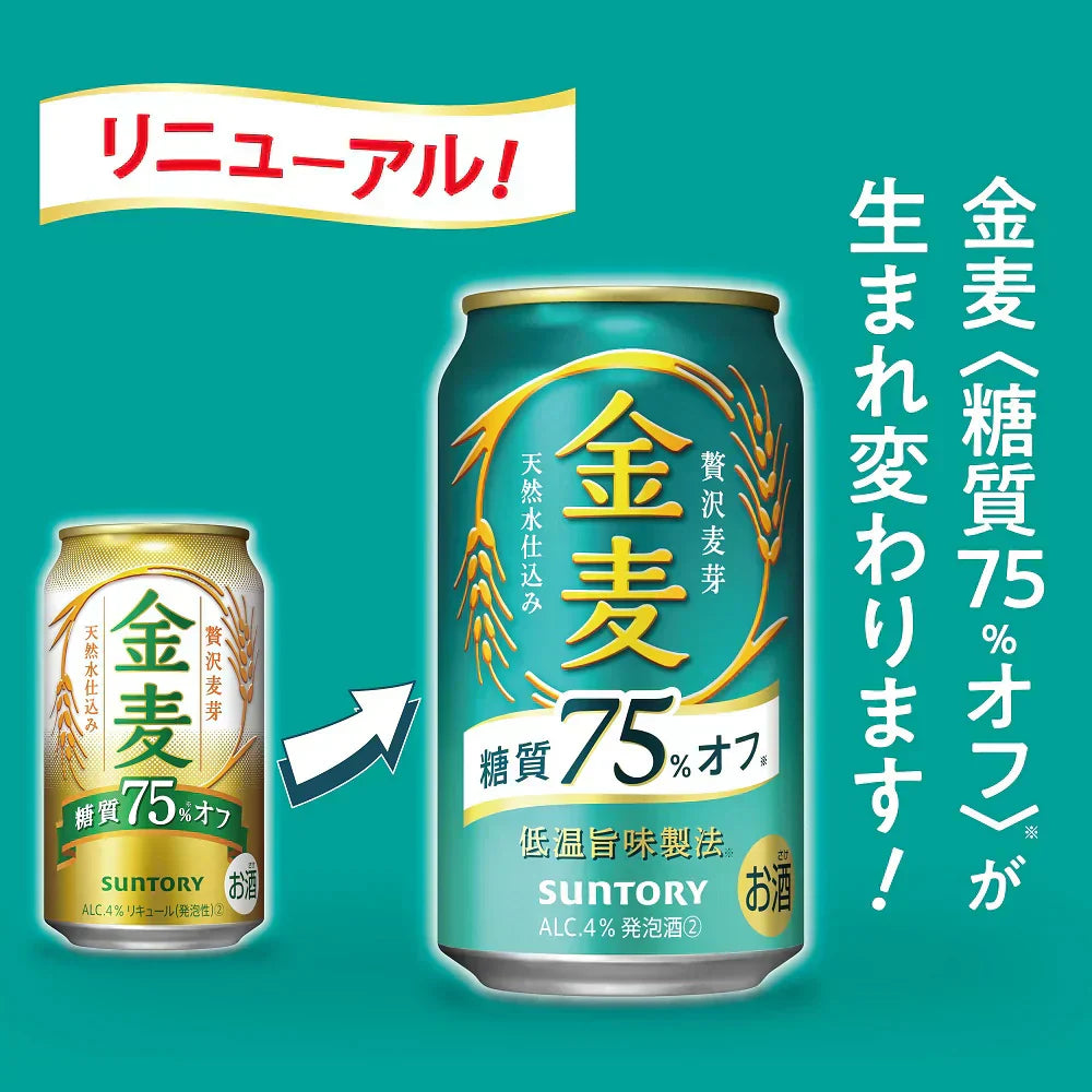 【全国一律送料無料】サントリー 金麦 糖質75%オフ 350ml×2ケース/48本 YTR