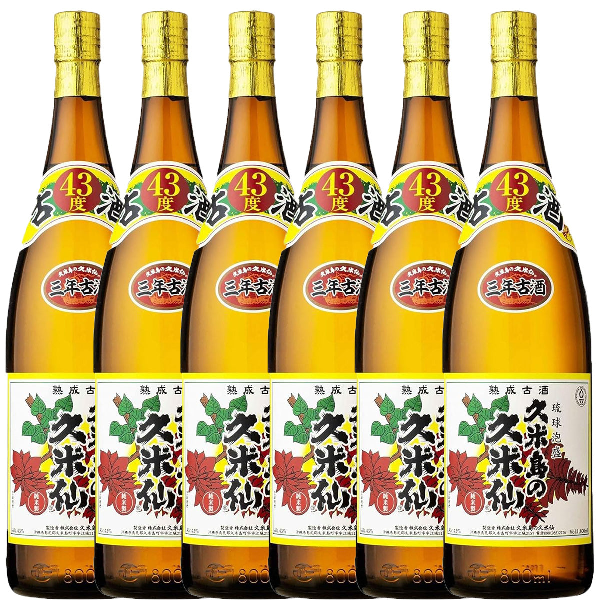 泡盛 久米島の久米仙 でいご 43度 1800ml 1.8L×6本/1ケース