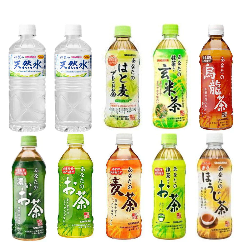 にぎわい広場 サンガリア あなたのお茶シリーズ 500mlと伊賀の天然水 600ml お茶とお水の24本セット ペットボトル