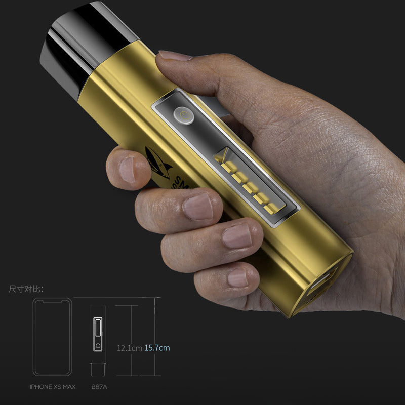 ゴールドled 懐中電灯 小型 軍用 超高輝度 ledライト USB充電式 18650リチウム ハンディライト ミニ 軽量 明るい SOS点滅 防水 防災 地震 停電対策 携帯に充電が可能ですw132C(ゴールド)