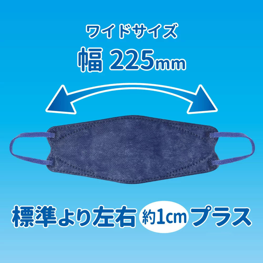 日本製4層不織布マスク エスパック やさしいマスク 3D立体型 ワイドタイプ ライトネイビー 個包装 5枚入り X6パック