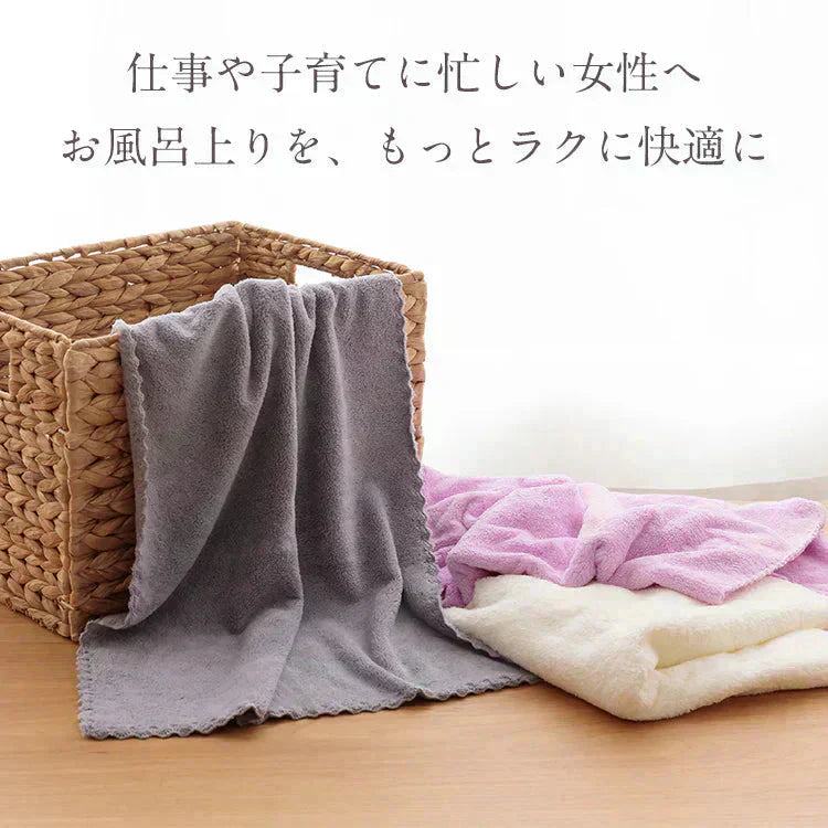 ヘアタオル 2枚セット 「ヘアドライタオル ローズ」 ヘアドライ 吸水 キャップ ターバン 吸水速乾 ふわふわ 髪 速乾 フェイスタオル