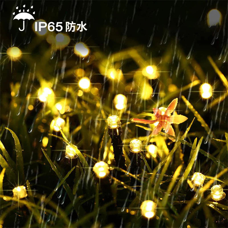 イルミネーション シャンパンゴールド 屋外用 100球 12m ソーラー充電式 LEDイルミネーション クリスマス 防雨 庭 公園 店舗 道路 誕生日 結婚記念日パーティー led電飾 カラフル