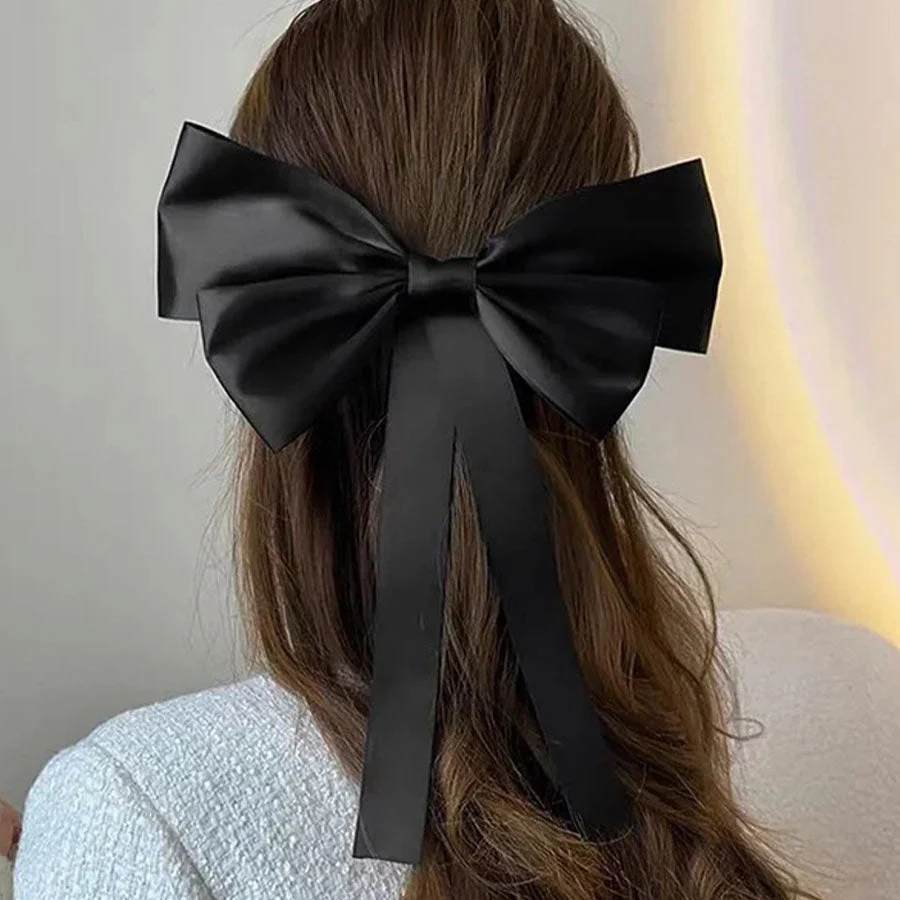 (ワインレッド)リボンバレッタ 大きい リボンヘアアクセサリー ヘアクリップ 清楚 ガーリー エレガント ヘアピン