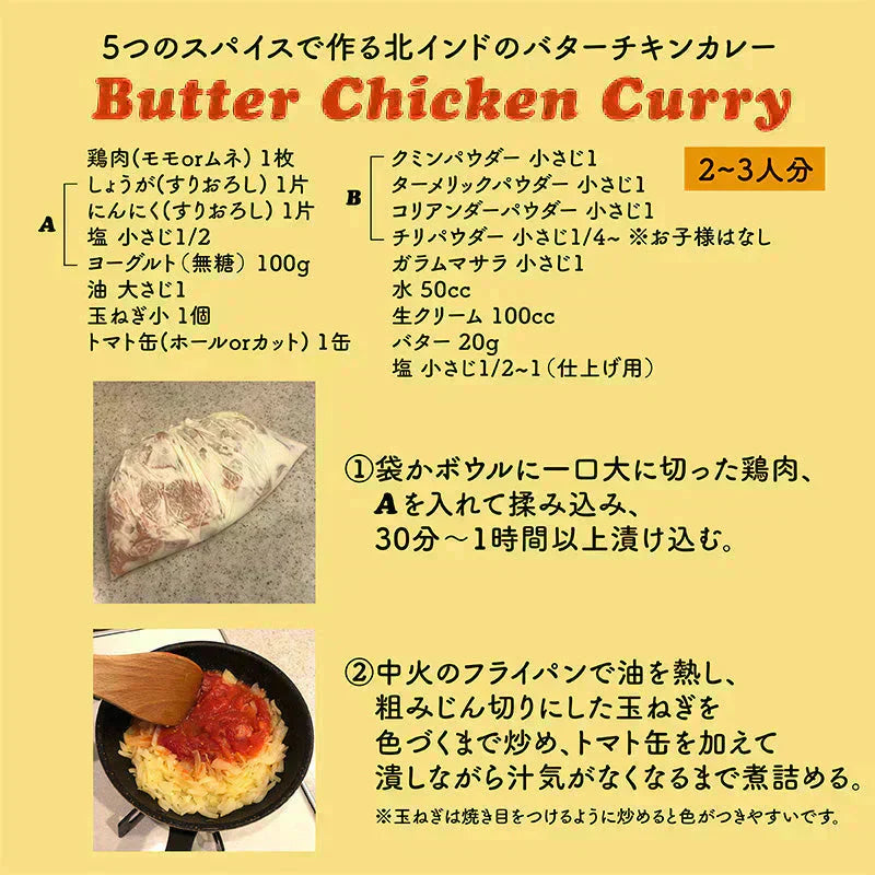 【送料無料 レシピ付】カレー 初級 スパイス 5種 セット 100g 大容量 チャック袋入 スパイス スパイスカレー おうちカレー 手作りカレー 送料込み お得 人気 お試し お試しセット