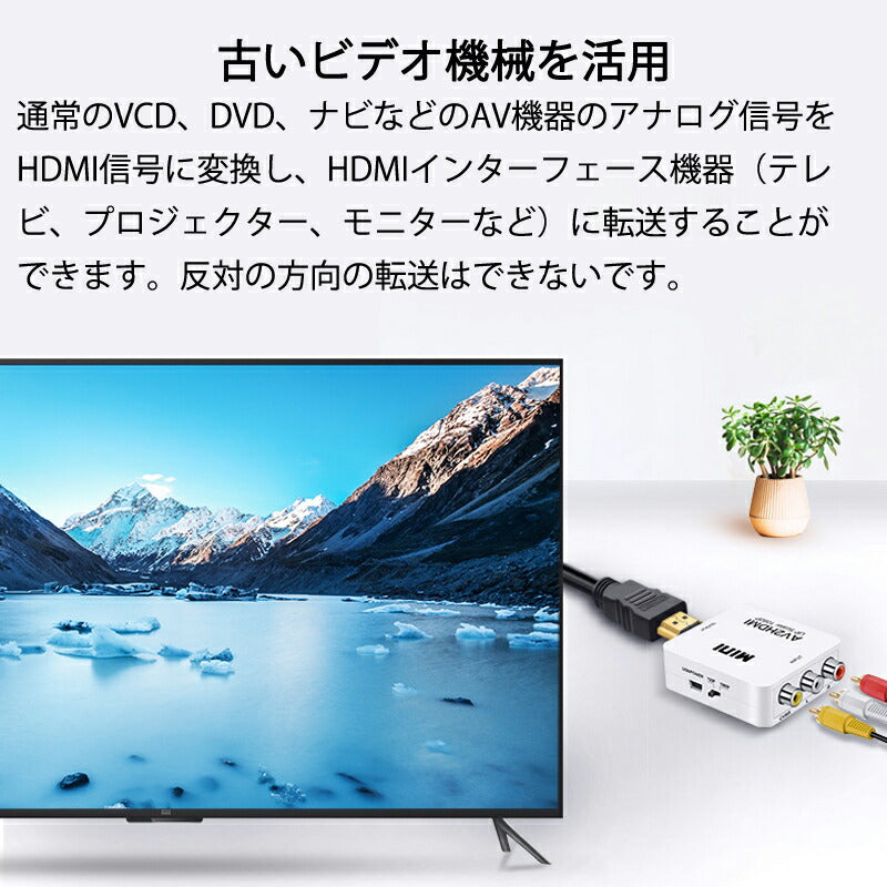 AV HDMI 変換コンバーター 白色 RCA to HDMIアダプター RCAアナログからHDMIデジタル変換 DVD 車載チューナー モニター接続 ビデオデッキ SFC出力 1080P