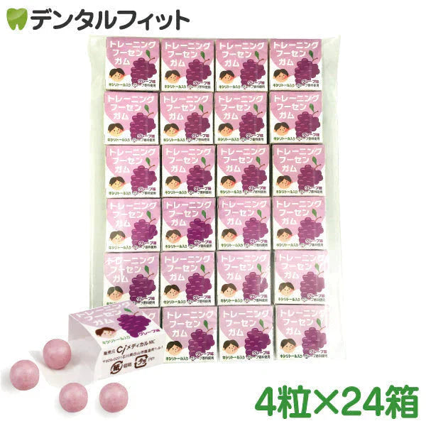 歯科医院専用トレーニング フーセンガム(4粒×24箱) グレープ味 風船ガム キシリトール配合 ぶどう風味 キシリトールガム 歯科専用【超得ハイパーSALE】【メール便送料無料】