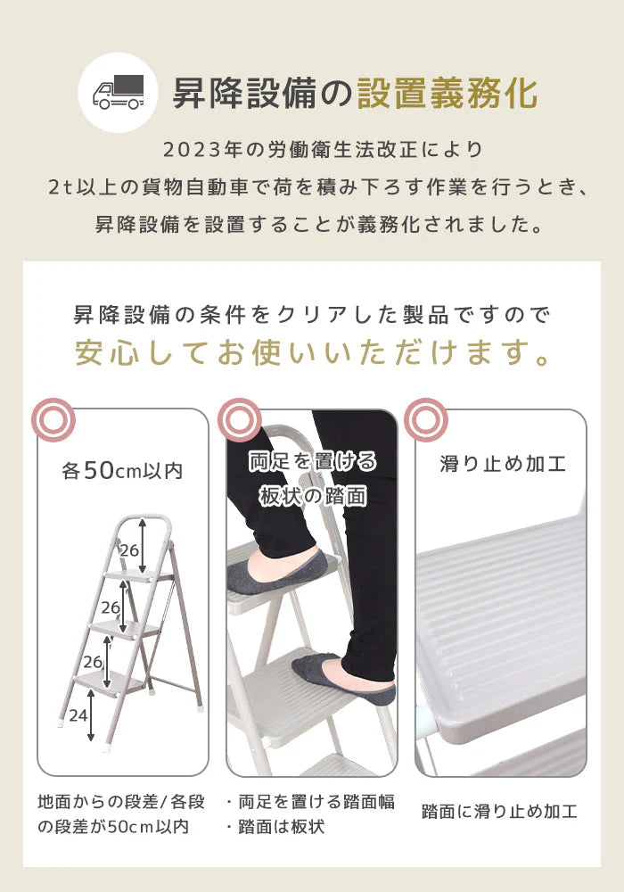 【ホワイト】踏み台 脚立 折りたたみ おしゃれ 4段 ステップ台 ステップチェア 折りたたみステップ ステップスツール スツール ディスプレイラック 棚 ステップラダー ステップスツール 大掃除 洗車台 はしご 梯子 滑り止め 持ち手 手すり